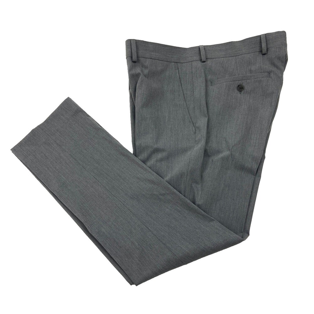$135 NEW KENNETH COLE REACTION Mens 34x32 Solid Gray Soft Dress Pants/Slacks